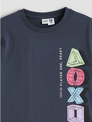 LCW Kids Antrasit Bisiklet Yaka PlayStation Baskılı Erkek Çocuk