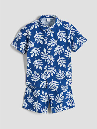 Canlı Mavi Baskılı