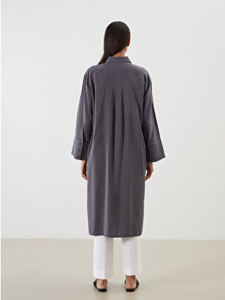 まきチャコールグレー36 LCW Modest Antrasit Oversize Modal Karışımlı Kadın Gömlek Tunik