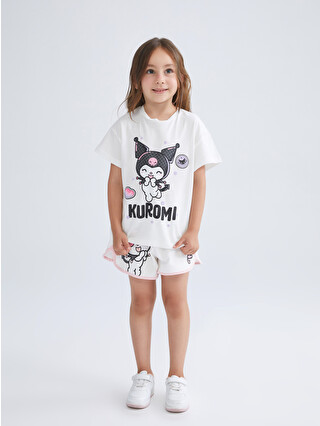 sr.kページ LCW Kids Beyaz Bisiklet Yaka Kuromi Baskılı Kız Çocuk Tişört