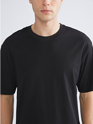 XSIDE Siyah Bisiklet Yaka Penye Erkek Tişört - W50162Z8-CVL | LCW