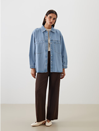 LCW Modest Collared Neck Women's Denim Jacket - W50490Z8-507 | LC