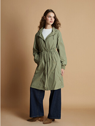 LCW Modest Haki Kadın Kapüşonlu Düz Yağmurluk - W51579Z8-YCQ | LCW