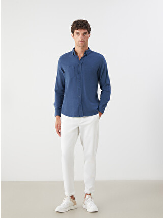 LCWAIKIKI Classic Regular Fit Long Sleeve Gabardine Men's Shirt