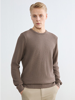 LCW Vision Crew Neck Checkered Men's Knit Sweater - W53027Z8-PSD