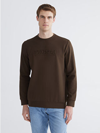 LCWAIKIKI Classic Bisiklet Yaka Baskılı Erkek Sweatshirt -W53543Z8