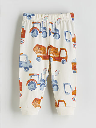 LCW baby Ekru Bisiklet Yaka Erkek Bebek Pijama Takımı - W54505Z1