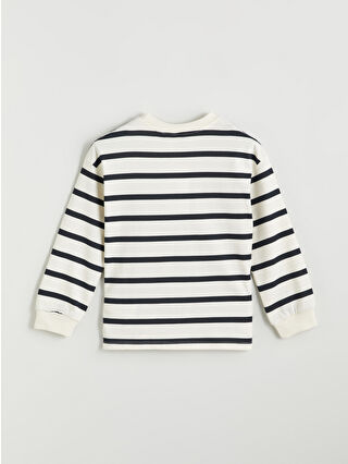 LCW Kids Antrasit Bisiklet Yaka Çizgili Erkek Çocuk Tişört