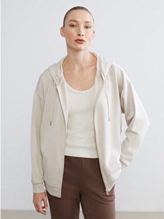 LCW EVERYDAY Hooded Oversize Women's Zipper Sweatshirt - W57958Z8