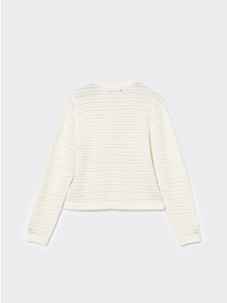 LCW Modest Crew Neck Hole-Knitted Women's Knitwear Cardigan
