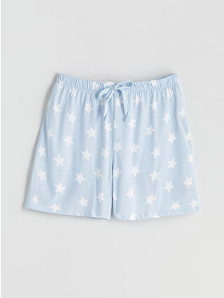 Açık Mavi Baskılı