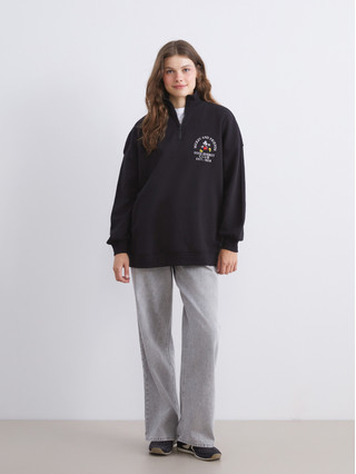 【miki】 XSIDE Mickey Mouse Embroidered Women's Thick Sweatshirt - W5AG13Z8