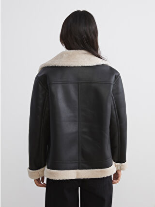 XSIDE Geacă din piele ecologică cu guler biker pentru femei