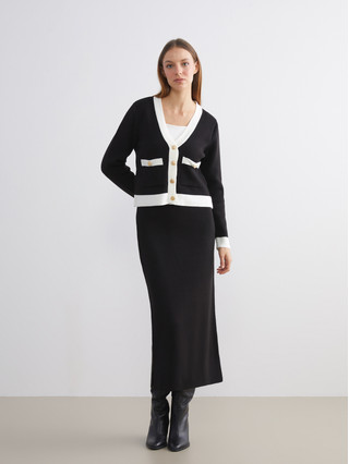 LCW Modest Elastic Waist Slit Detail Knitwear Skirt - W5BE50Z8-RQL