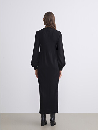 LCW Modest Siyah Dik Yaka Triko Elbise - W5BF18Z8-RQL | LCW