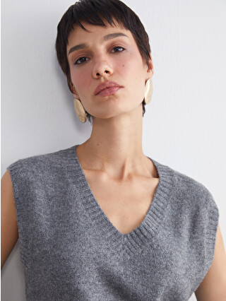 LCW Vision V Neck Women's Knitwear Sweater Vest - W5CK16Z8-D3A