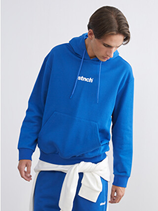 XSIDE Mavi Uzun Kollu Baskılı Erkek Kalın Hoodie - W5DB76Z8-ZHV | LCW