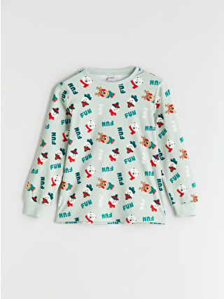 لون أخضر فاتر مطبوع