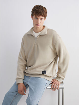 なつ XSIDE Funnel Neck Long Sleeve Plush Men's Sweatshirt - W59963Z8