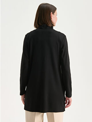 LCW Grace Siyah Dik Yaka Oversize Kadın Hırka - W5GV52Z8-CVL | LCW