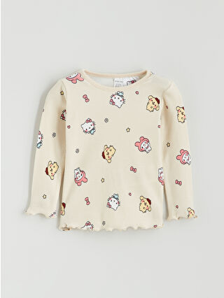 LCW baby Bisiklet Yaka Hello Kitty Baskılı Kız Bebek Pijama Takımı