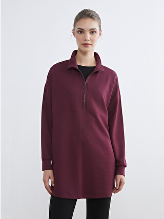 LCW Modest Lacivert Dik Yaka Kadın Sweatshirt Tunik - W5I496Z8-HRZ