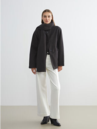 LCWAIKIKI Classic Bisiklet Yaka Atkılı Kadın Kaşe Kaban - W5J003Z8