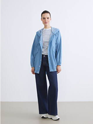 LCWAIKIKI Classic Kapüşonlu Oversize Kadın Jean Ceket - W5JD73Z8