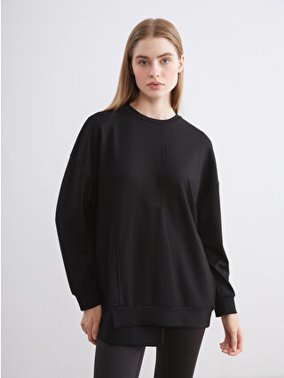 KOOR SPORT Siyah Bisiklet Yaka Soft Touch Kadın Spor Sweatshirt