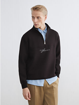 LCW Vision Dik Yaka Baskılı Erkek Kalın Sweatshirt - W5JS93Z8-ZGY