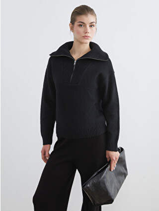 Waikiki★ LCW Modest Zippered Polo Neck Women's Knit Sweater - W5JT83Z8-CVL
