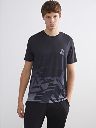 XSIDE ACTIVE Siyah Bisiklet Yaka Real Madrid Baskılı Erkek