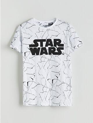LCW Kids Beyaz Bisiklet Yaka Star Wars Baskılı Erkek Çocuk Tişört
