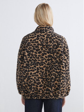 LCW EVERYDAY Leopard Print Oversize Women's Plush Cardigan