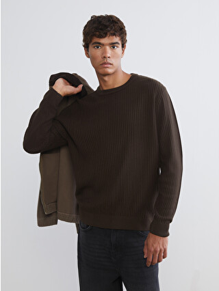 XSIDE Crew Neck Long Sleeve Men's Tricot Sweater - W5KK20Z8-8NW