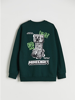LCW Kids Bisiklet Yaka Minecraft Baskılı Erkek Çocuk Sweatshirt
