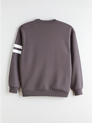 XSIDE Gri Bisiklet Yaka One Piece Baskılı Erkek Sweatshirt
