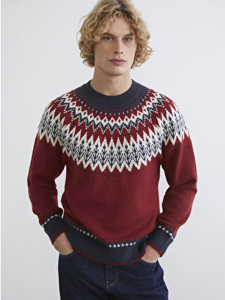 XSIDE Crew Neck Patterned Men's Knitwear Sweater - W5KS69Z8-J4N