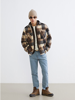 XSIDE Relaxed Fit Plaid Men's Shirt Jacket - W5L790Z8-LLL | LC Waikiki