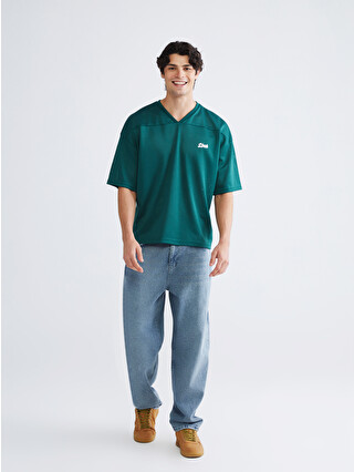 XSIDE V-Neck Short Sleeve Printed Men's T-Shirt - W5LE58Z8-8WA