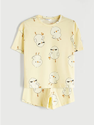 Açık Sarı Baskılı