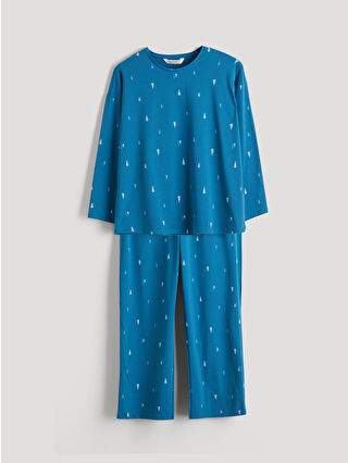 Koyu Su Mavisi Baskılı