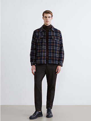 Y’s for men WOOL / NYLON FLANNEL 2023AW SOUTHBLUE Regular Fit Plaid Wool Blend Men's Lumberjack Shirt