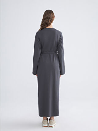 LCW Modest Antrasit Bisiklet Yaka Nakışlı Elbise - W5M622Z8-12M | LCW