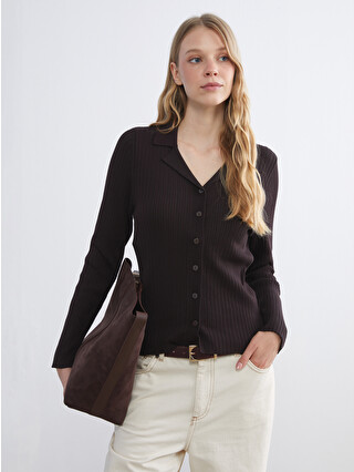 LCWAIKIKI Classic Polo Collar Women's Knitwear Cardigan - W5MB72Z8