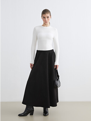 LCW Modest Elastic Waist Flared Skirt - W5MN63Z8-CVL | LC Waikiki