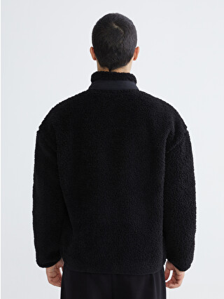 XSIDE ACTIVE Siyah Dik Yaka Pelüş Erkek Fermuarlı Sweatshirt