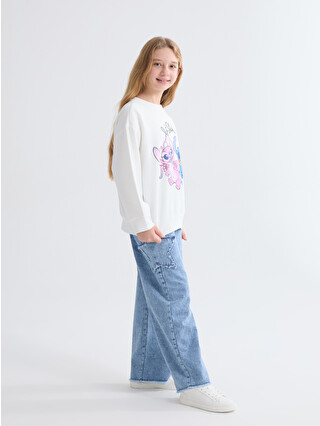 LCW Kids Bisiklet Yaka Stitch Ve Angel Baskılı Kız Çocuk