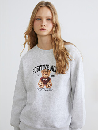 XSIDE Teddy Bear Printed Oversize Women's Thick Sweatshirt