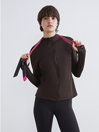 KOOR SPORT Funnel Neck Finger Hole Women's Zippered Sweatshirt